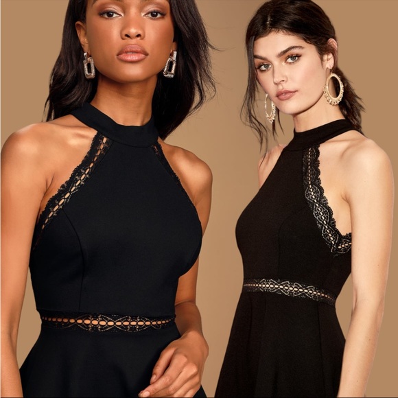 NWOT Lulus Reach Out My Hand Black Lace Skater Dress Size XS - Picture 3 of 10